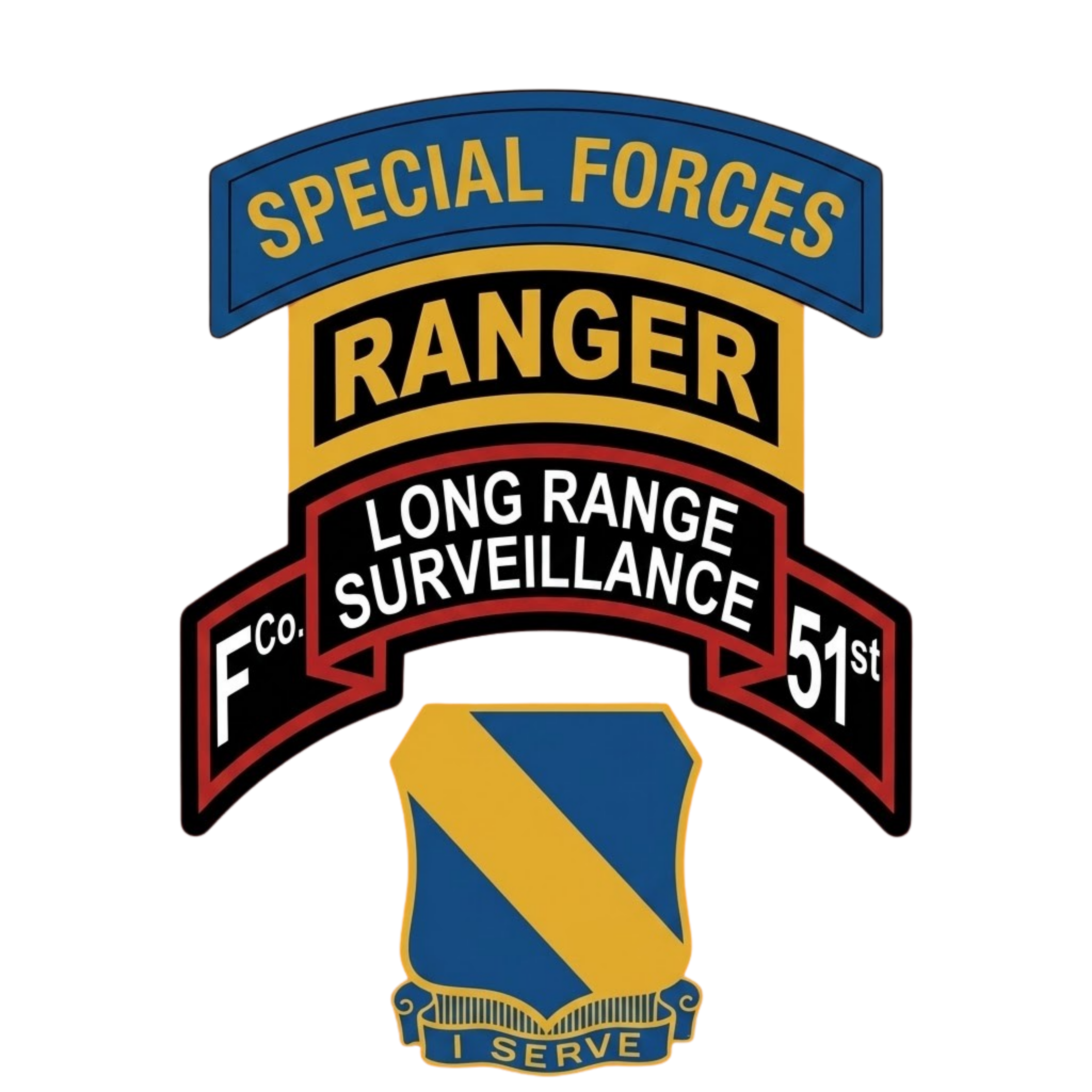 F Co. 51st Infantry (LRS) Scroll with SF & Ranger Tab Softstyle T-Shirt