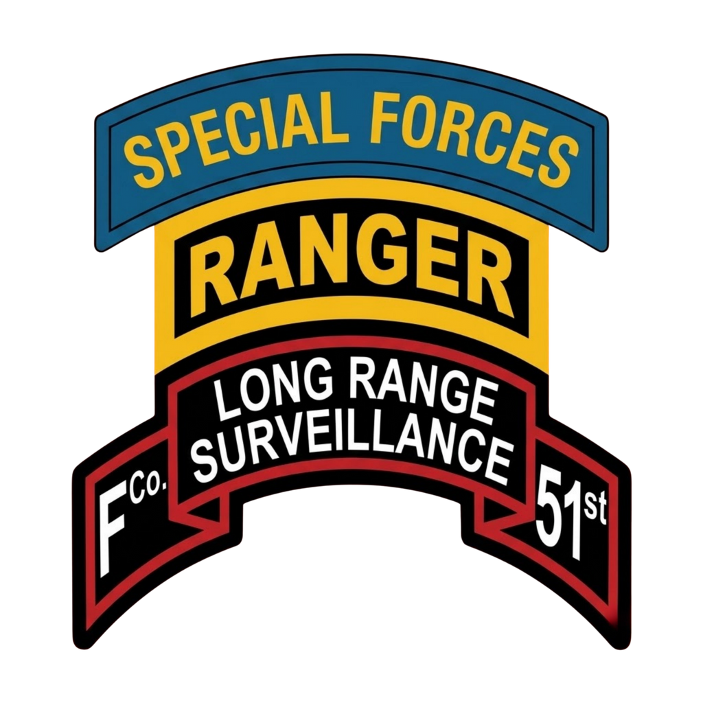 F Co. 51st Infantry (LRS) Scroll with SF & Ranger Tab & Basic Wings Softstyle T-Shirt
