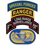 F Co. 51st Infantry (LRS) Scroll with SF & Ranger Tab & Basic Wings Softstyle T-Shirt