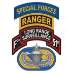 F Co. 51st Infantry (LRS) Scroll with SF & Ranger Tab & Senior Wings Softstyle T-Shirt