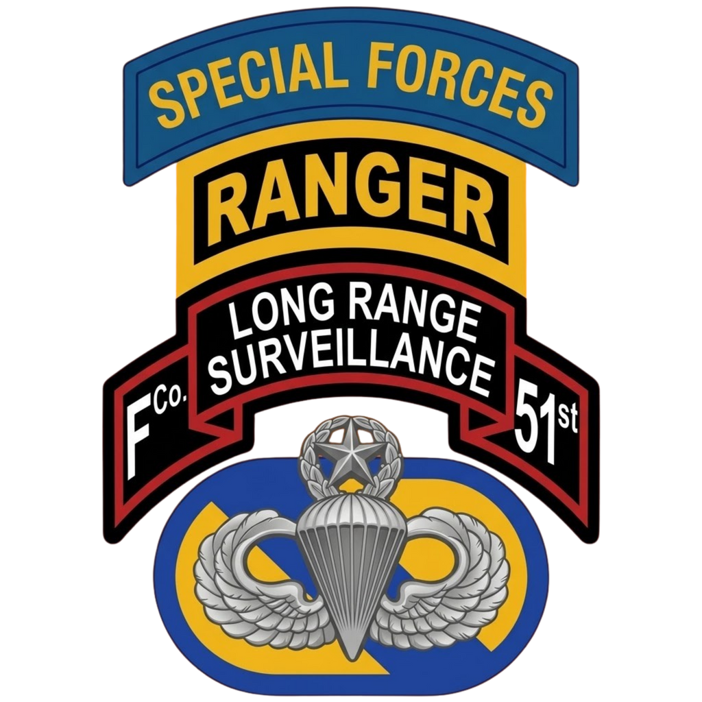 F Co. 51st Infantry (LRS) Scroll with SF & Ranger Tab & Master Wings Softstyle T-Shirt