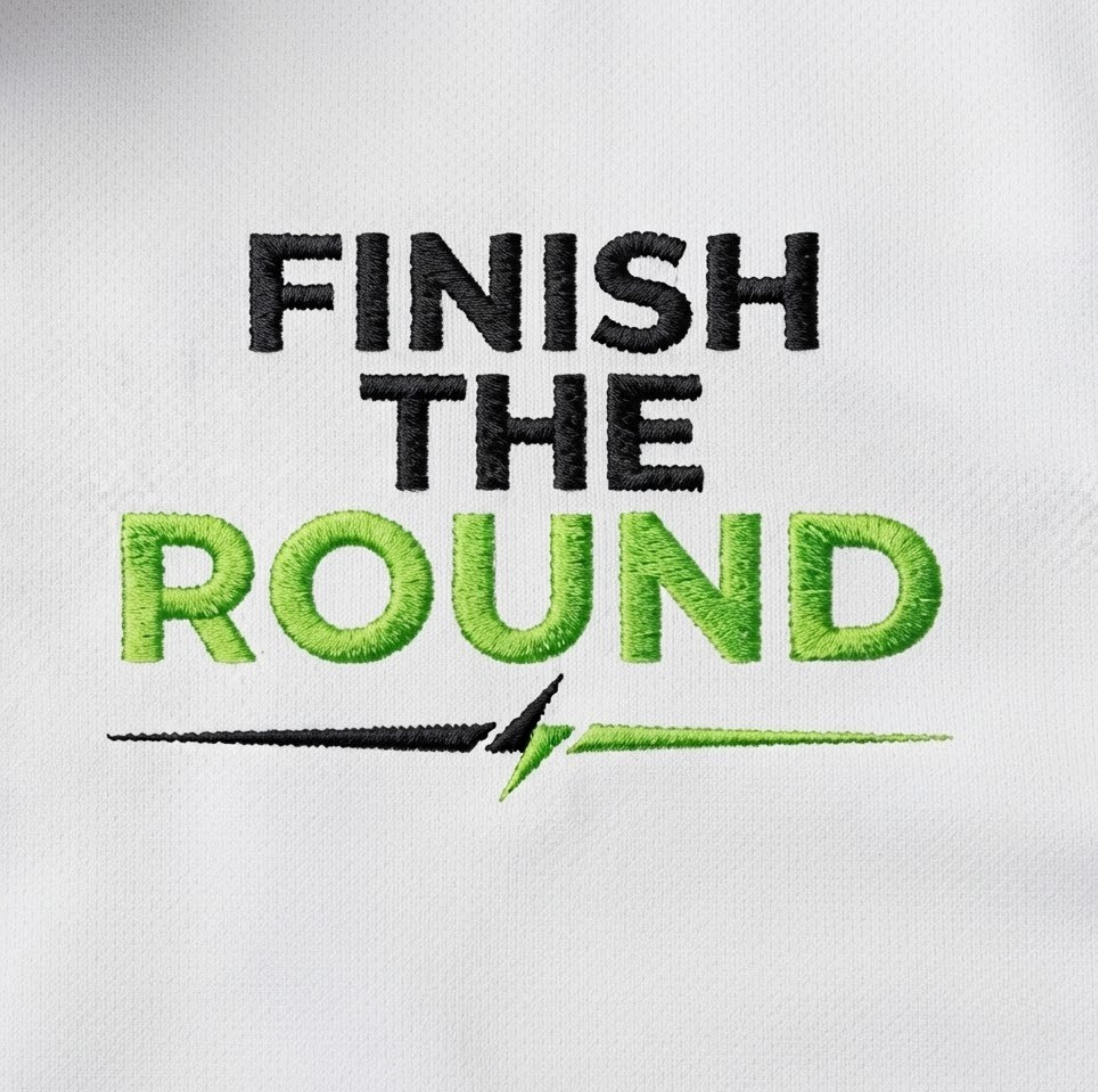 'Finish The Round' Embroidered Performance Golf Polo (Sport-Tech Unisex)