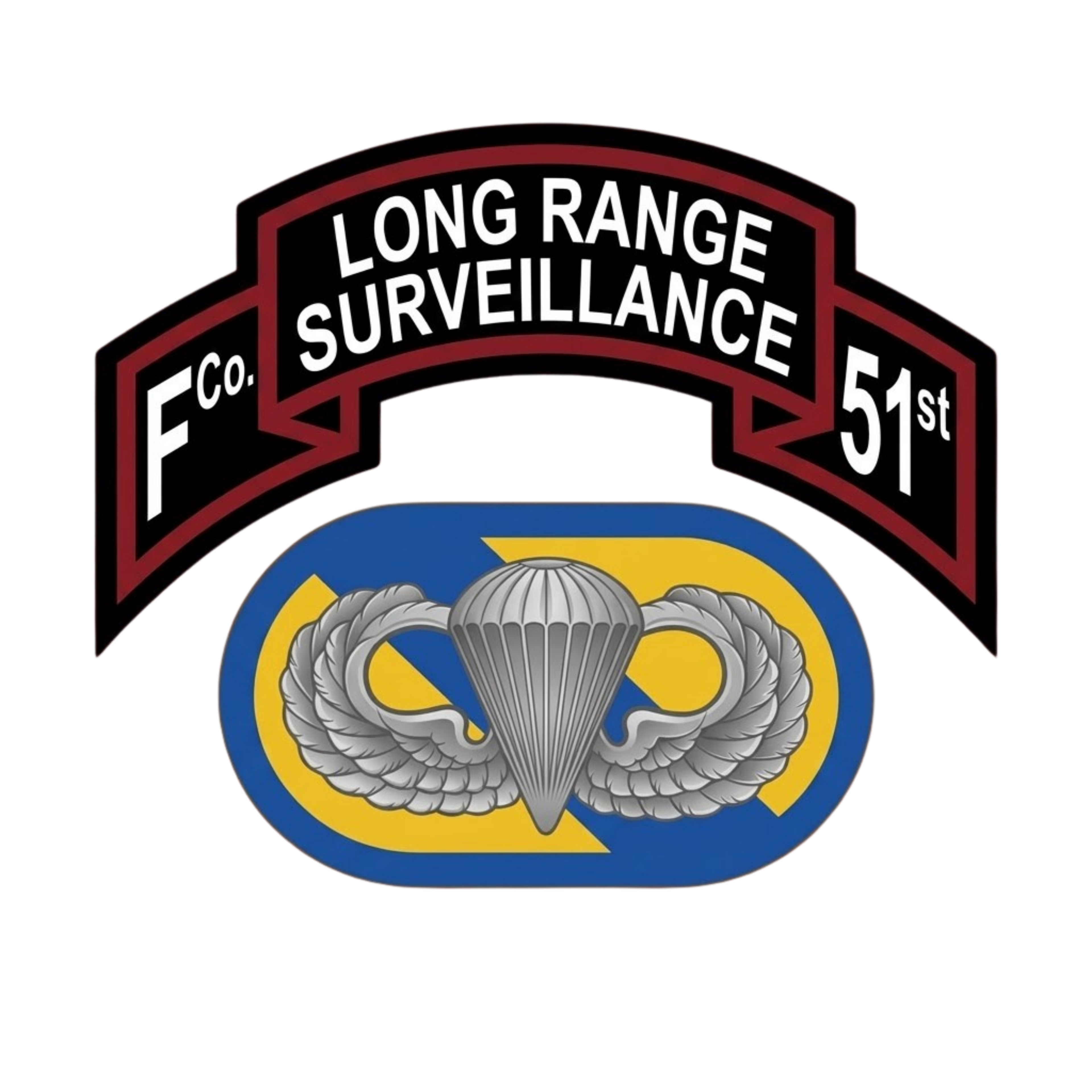 F Co. 51st Infantry (LRS) Scroll with Basic Wings Softstyle T-Shirt
