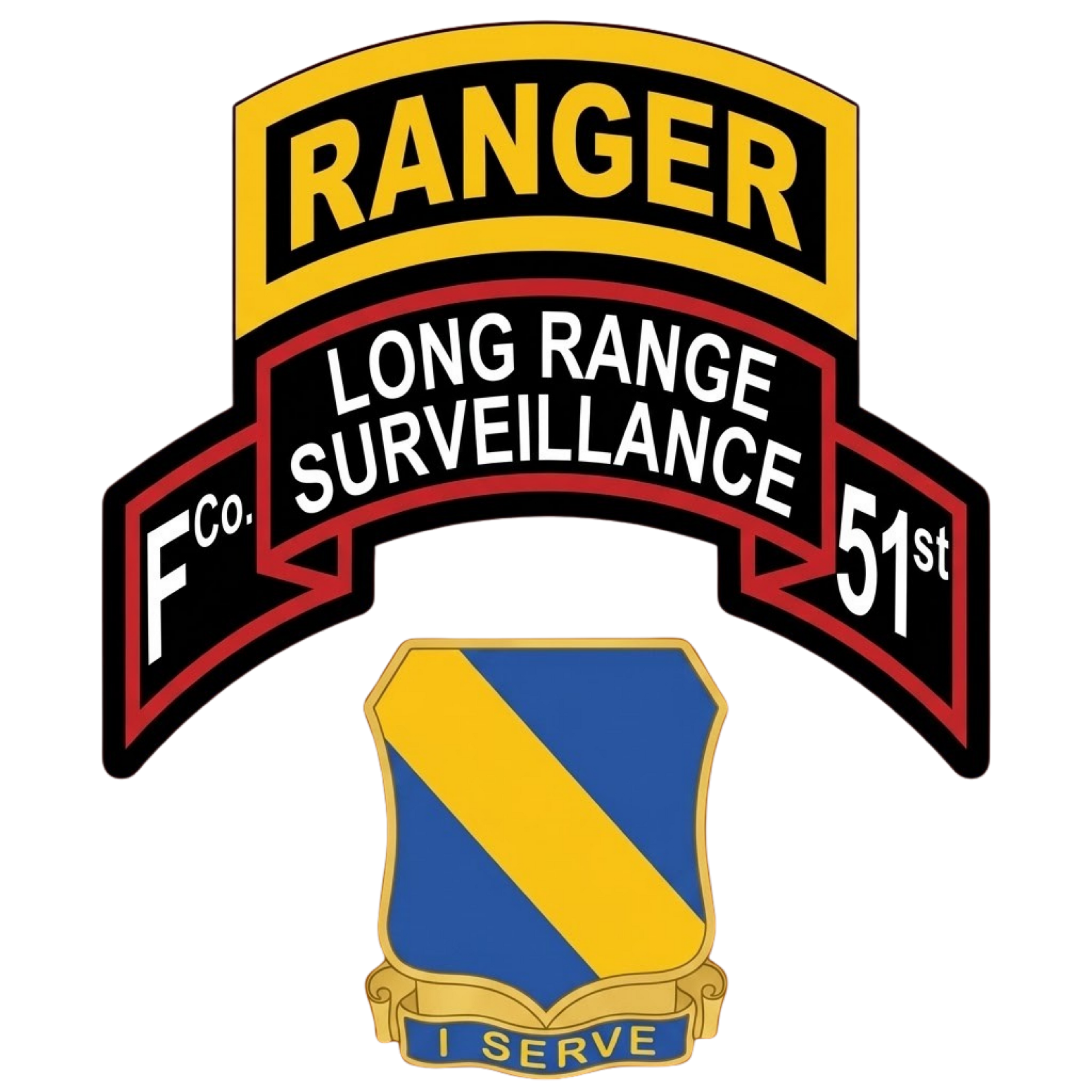 F Co. 51st Infantry (LRS) Scroll with Ranger Tab Softstyle T-Shirt