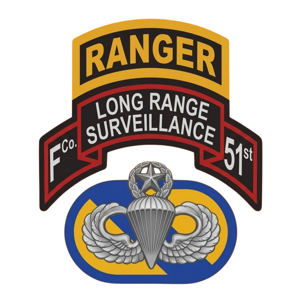 F Co. 51st Infantry (LRS) Scroll with Ranger Tab & Master Wings Softstyle T-Shirt