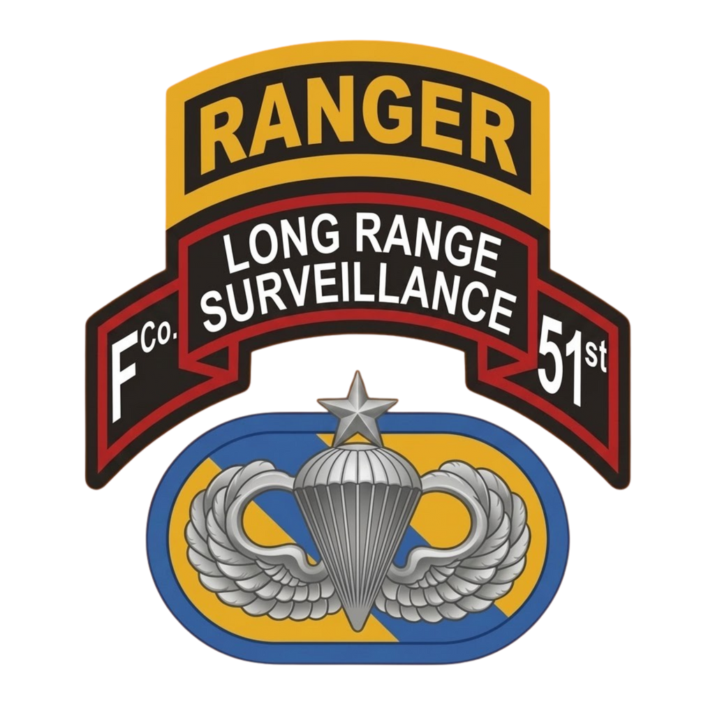 F Co. 51st Infantry (LRS) Scroll with Ranger Tab & Senior Wings Softstyle T-Shirt