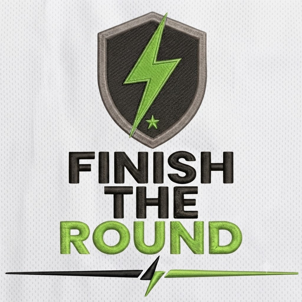 'FINISH THE ROUND' Shield+ Embroidered Performance Golf Polo (Sport-Tech Unisex)