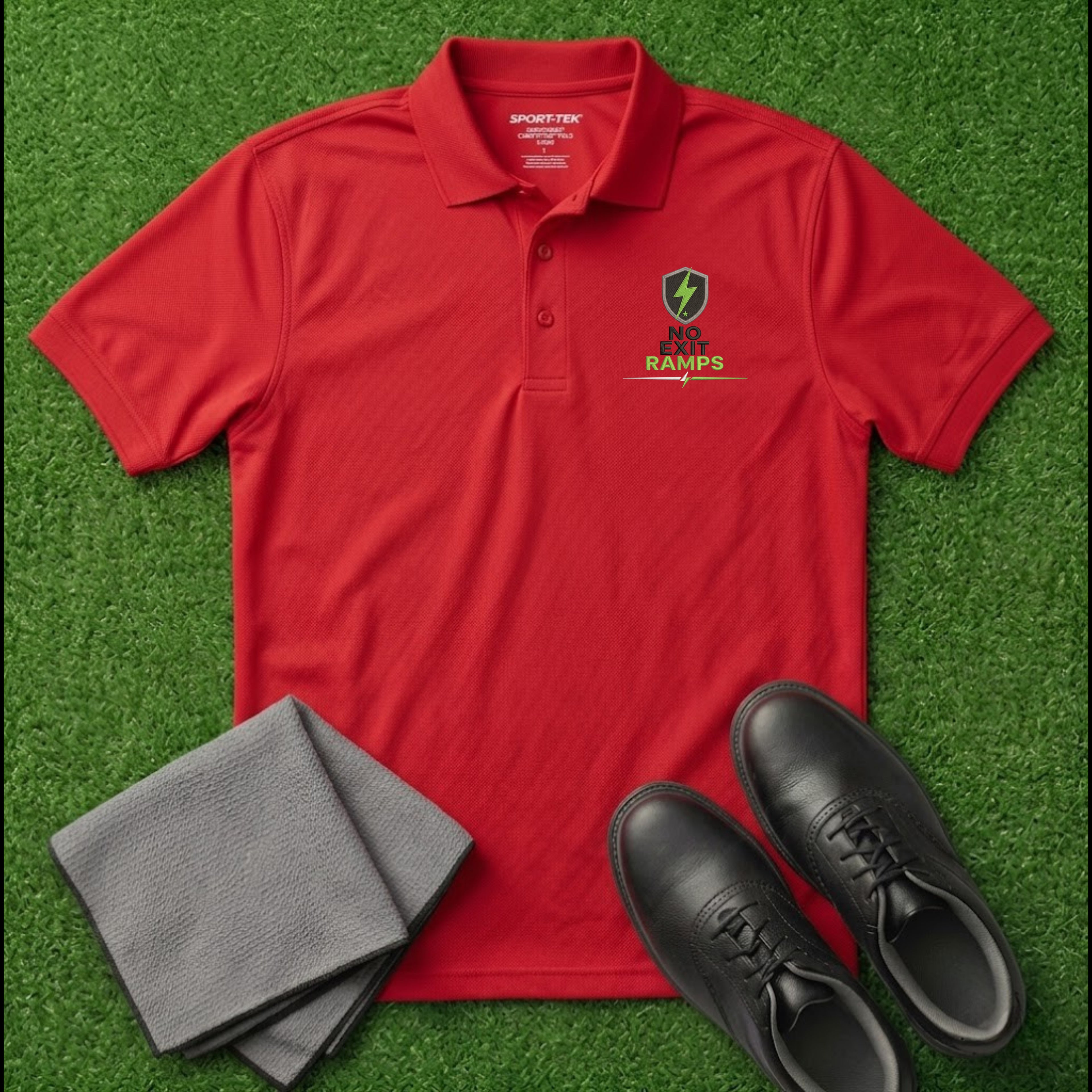 'No Exit Ramps' Shield+ Embroidered Performance Golf Polo (Sport-Tech Unisex)