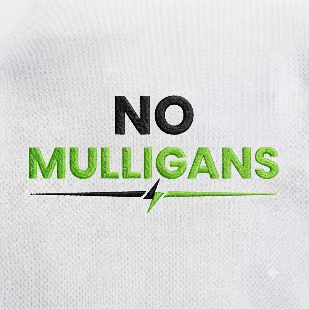 'No Mulligans' Embroidered Performance Golf Polo (Sport-Tech Unisex)