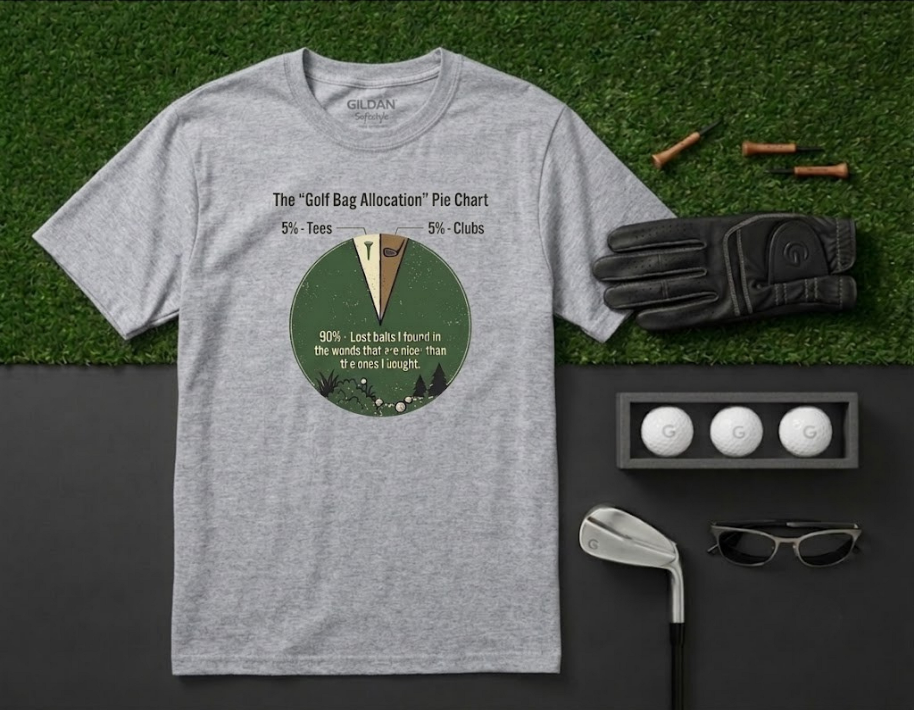 The "Golf Bag Allocation" Pie Chart Funny Golf T-Shirt
