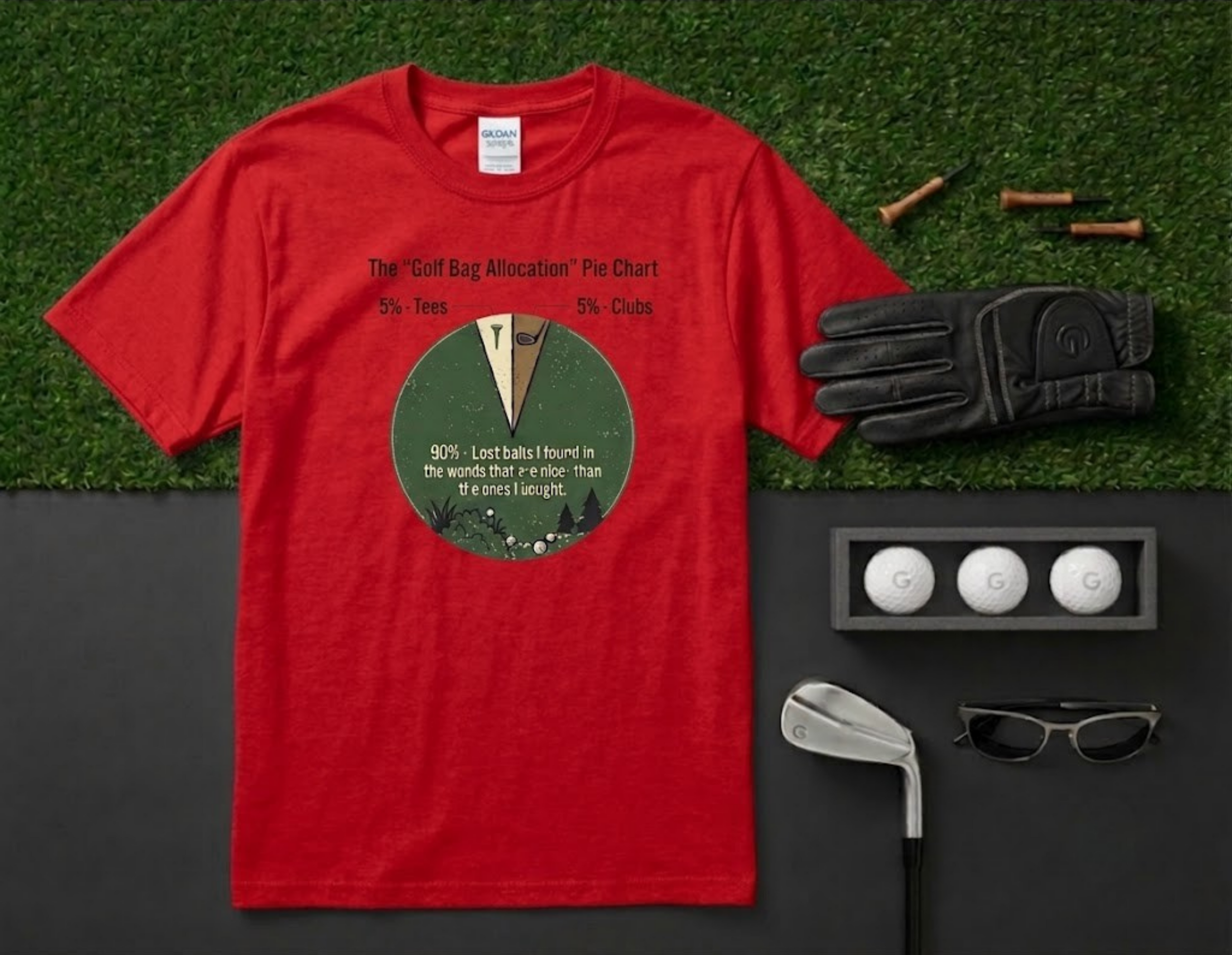 The "Golf Bag Allocation" Pie Chart Funny Golf T-Shirt