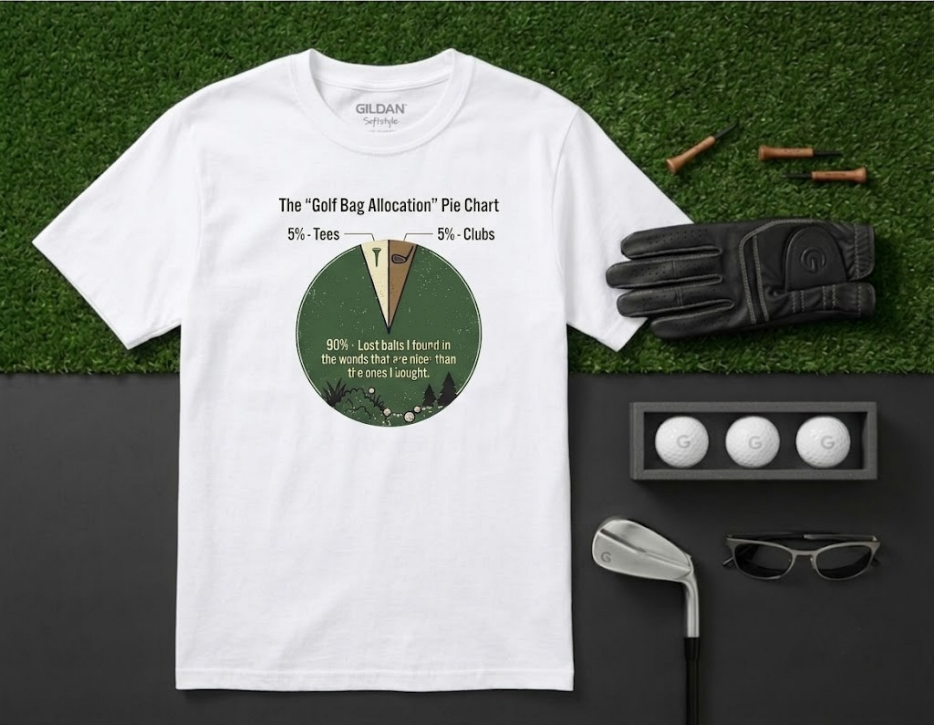 The "Golf Bag Allocation" Pie Chart Funny Golf T-Shirt